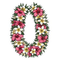 Vector Floral Pattern with Hibiscus and Plumeria Flowers in Tropical Style for Summer Design