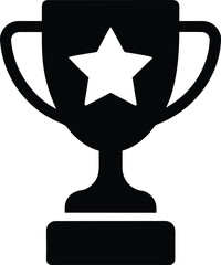 trophy with star victory icon black silhouette vec.eps