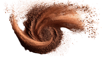 Abstract swirling particle cloud forming a pipe shape isolated on transparent background