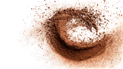 Abstract swirling galaxy of small particles isolated on transparent background