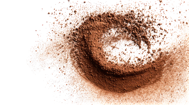 Abstract swirling galaxy of small particles isolated on transparent background