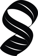 twisted paper ribbon coil black silhouette vector .eps