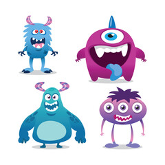 Monster mascot logo design vector. Cute monster set illustration.