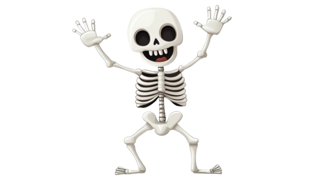 Cute cartoon skeleton transparent background - Powered by Adobe