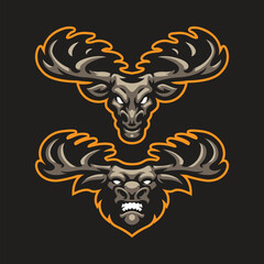 Moose mascot logo design vector. Moose pack illustration.