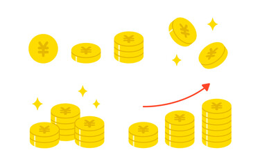 シンプルな円マークコインのセット【ベクターイラスト素材】