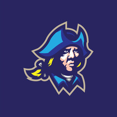 Patriot mascot logo design vector. Patriot head illustration.