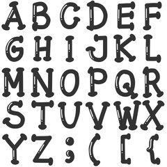 Black Grey Artistic Alphabet Uppercase Letter Set – Creative Decorative Font Design
