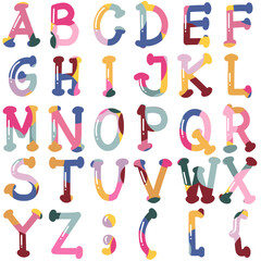 Colorful Artistic Alphabet Uppercase Letter Set – Creative Decorative Font Design