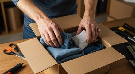 Packing clothes for shipping home office setup lifestyle indoor organization tips