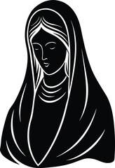 virgin mary portrait vector illustration black sil.eps