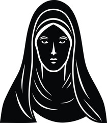 virgin mary sacred head black silhouette vector il.eps