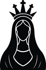 virgin mary with crown black silhouette vector ill.eps