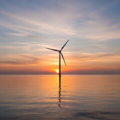wind turbines at sunset