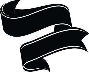 wavy paper ribbon line black silhouette vector ele.eps