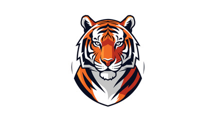 Orange and black tiger head front view flat illustration