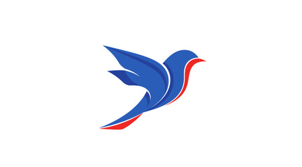 Stylized blue and red flying ...