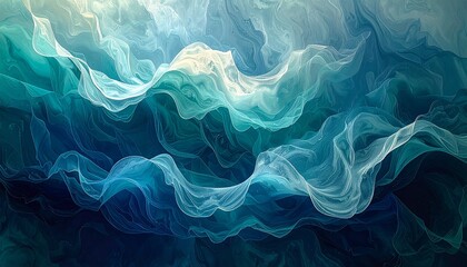 Swirling Abstract Shapes With Gradient Tones of Blue and Teal