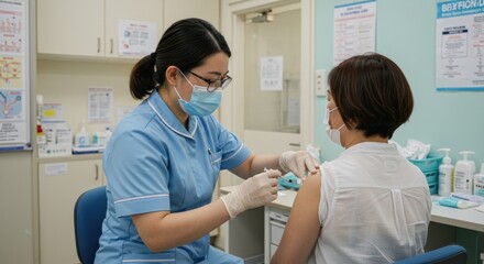 Obraz premium Health event nurse administering to patient in clinic healthcare environment medical concept