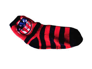 Striped Red Black Sock Isolated