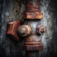 Industrial Relic - A Detailed Close-Up of a Heavily Rusted Pipe Valve with a Vignette.