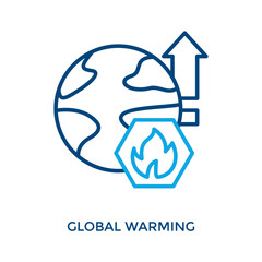 Global Warming Icon Outline Color Style. Vector Illustration For Graphic Design