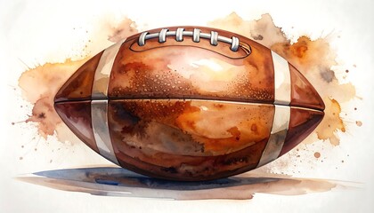 Watercolor illustration of a football