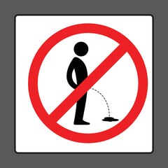 Public peeing prohibition sign. Prohibition of urination. Eps 10 vector illustration.