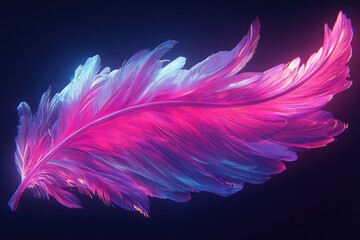 Obraz premium Vibrant, neon feather in pink and blue
