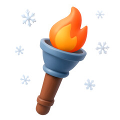 Burning Torch Isolated on White Background