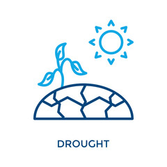 Drought Icon Outline Color Style. Vector Illustration For Graphic Design