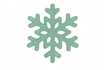 Glittering green snowflake decoration on transparent background