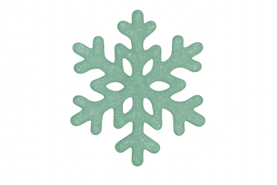 Glittering green snowflake decoration on transparent background