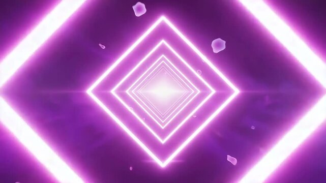 Hypnotic Diamond-Shaped Neon Tunnel with Glowing Purple Lines and Particles  Digital Sci-Fi Illusion Design