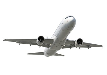 Modern Airliner Mid-Flight on White