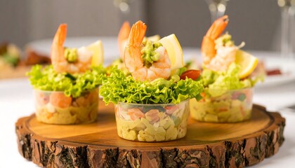 Shrimp appetizers in small cups
