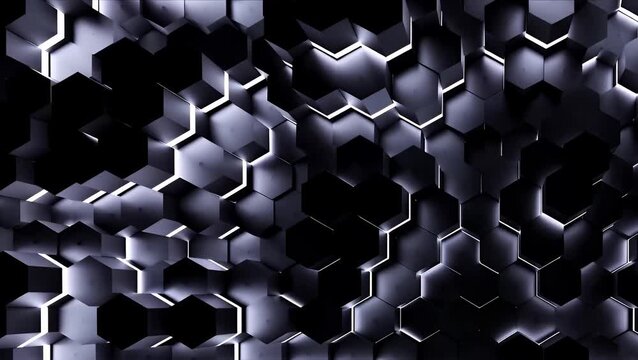 Modern abstract design featuring interconnected geometric hexagon patterns on digital background