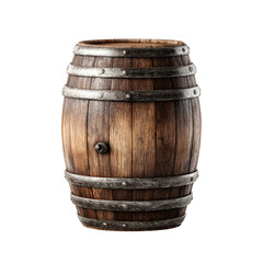 Obraz premium Old Wooden Barrel with Metal Bands on Black Background