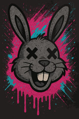 Crazy Rabbit Graffiti Mascot — Vibrant Urban Street Art Illustration