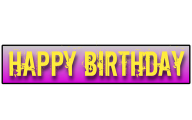 Grungy Yellow "Happy Birthday" Text with Purple Gradient Banner