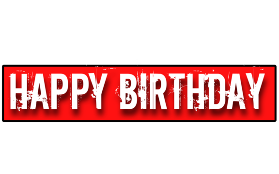 Distressed White "Happy Birthday" Text on a Bold Red Banner with Shadow