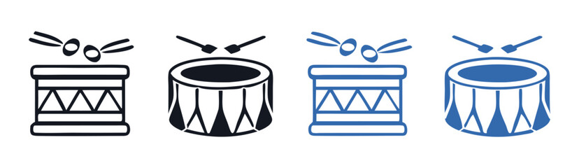 Snare drum silhouette, percussion instrument icon, black and blue drum graphic, snare drum silhouette vector, white background  
