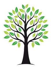 Vibrant green tree graphic design for nature-themed projects.