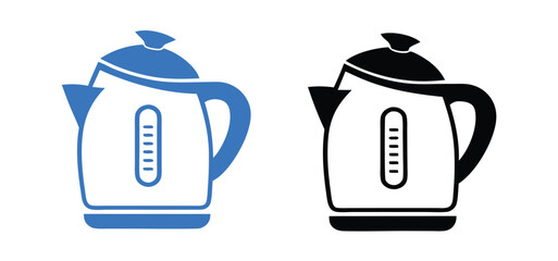 Sleek black and blue electric kettle with a modern design and comfortable handle 
