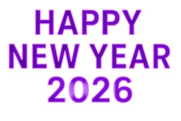 Obraz premium Happy new year 2026 purple neon text glowing
