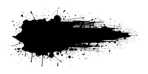 Vector modern black grunge brush strokes with scratches with splatters of paint stroke