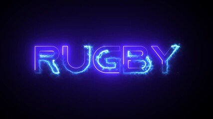 Rugby Glowing Neon Line Animation in Black Background for Sports Highlight Videos and Digital Motion Graphics. - Powered by Adobe