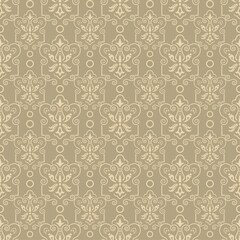 seamless vintage pattern vector design textile old antique style paper, fabric ornament, brown