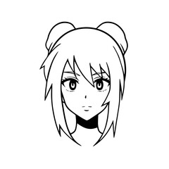 Black and white hot anime character line art illustration, stylish minimal outline drawing in clean style