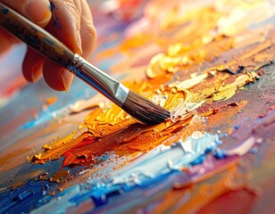 Fototapeta premium Artist Painting with Vibrant Oil Colors